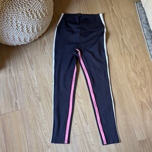 Splits59 Black Leggings with Pink and White Accents